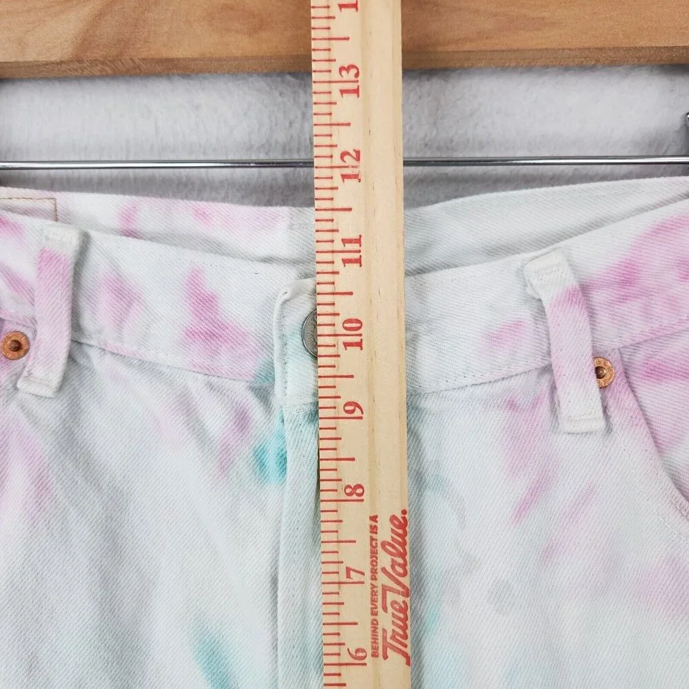 Levis Shorts Mens 30 White Pink Tie Dye 501 '93 Pride Button Fly Denim Cut Off